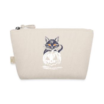 Black Cat with Pumpkin - Halloween Design - Organic Pouch - nature - Front
