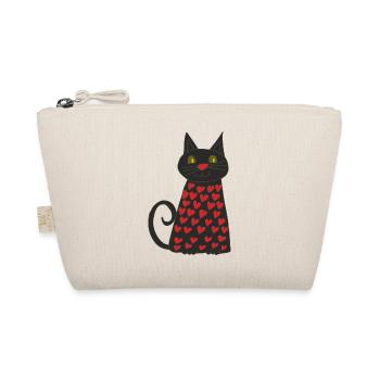 katze schwarz mit herzen - Bio-Täschchen - Natur - Vorne