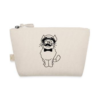 Sir Cat Gentleman Hat Suit Monocle Rich Mr. - Organic Pouch - nature - Front