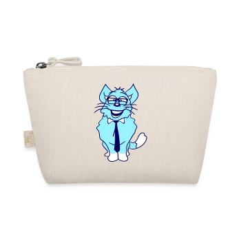Schlaue Nerd Katze Hornbrille Geek Krawatte Brille - Bio-Täschchen - Natur - Vorne