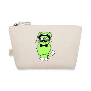 Sir Cat Gentleman Hat Suit Monocle Rich Mr. - Organic Pouch - nature - Front