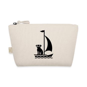 Mops im Boot Silhouette Segeln Minimalistisch - Bio-Täschchen - Natur - Vorne