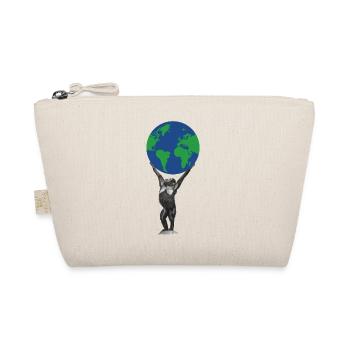 Monkey Earth Globe Ape Love Chimpanzee - Organic Pouch - nature - Front