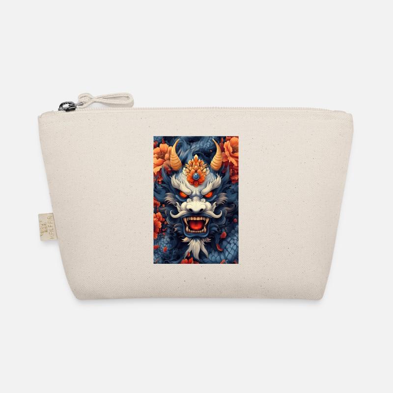 Blue Dragon Head with Fire Flowers Organic Pouch