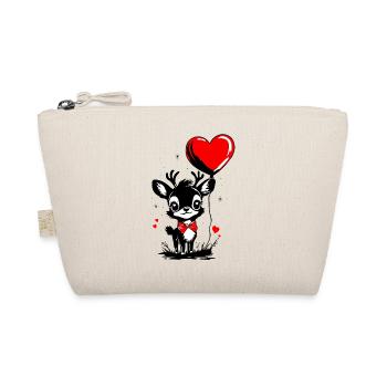 Reindeer with Heart Balloon - Heartful Creatures - Organic Pouch - nature - Front