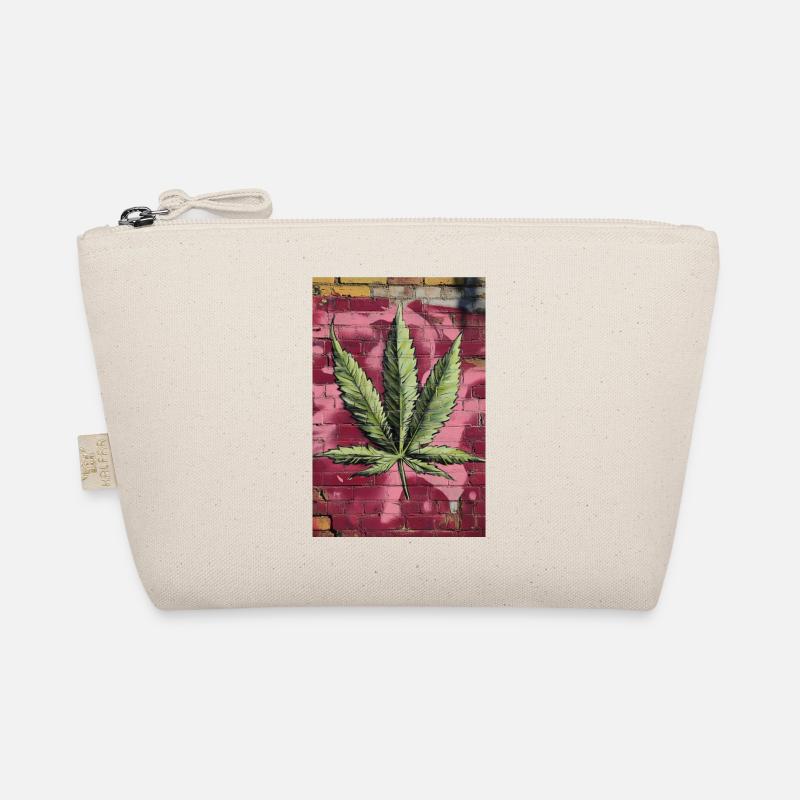 Graffiti grass leaf on pink wall Organic Pouch
