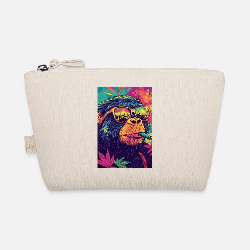 Psychedelischer Affe mit Sonnenbrille - Bio-Täschchen - Natur