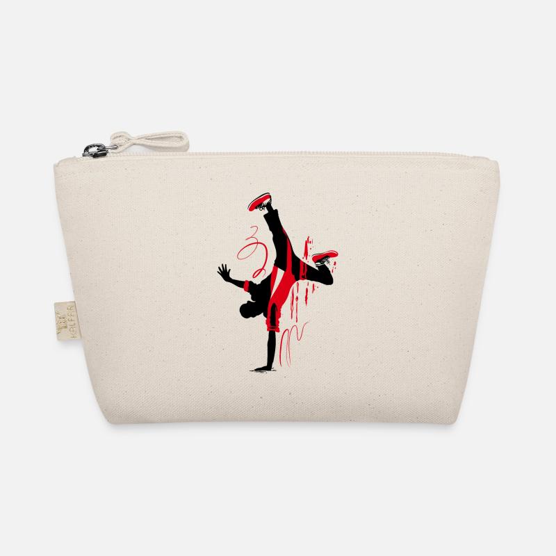 Breakdancer Silhouette in Rot Schwarz, abstrakt Bio-Täschchen