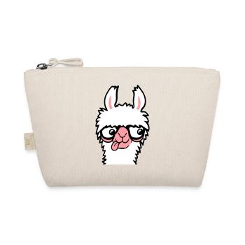 Llama Nerd Geek Horn-Rimmed Glasses Smart Funny Grimace - Organic Pouch - nature - Front