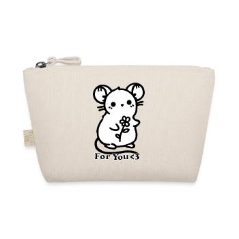 Souris tenant une fleur - Design « Pour toi <3 » - Trousse biologique - nature - Devant