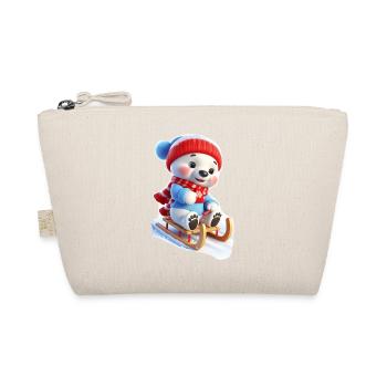 Winter bear on sled - Organic Pouch - nature - Front
