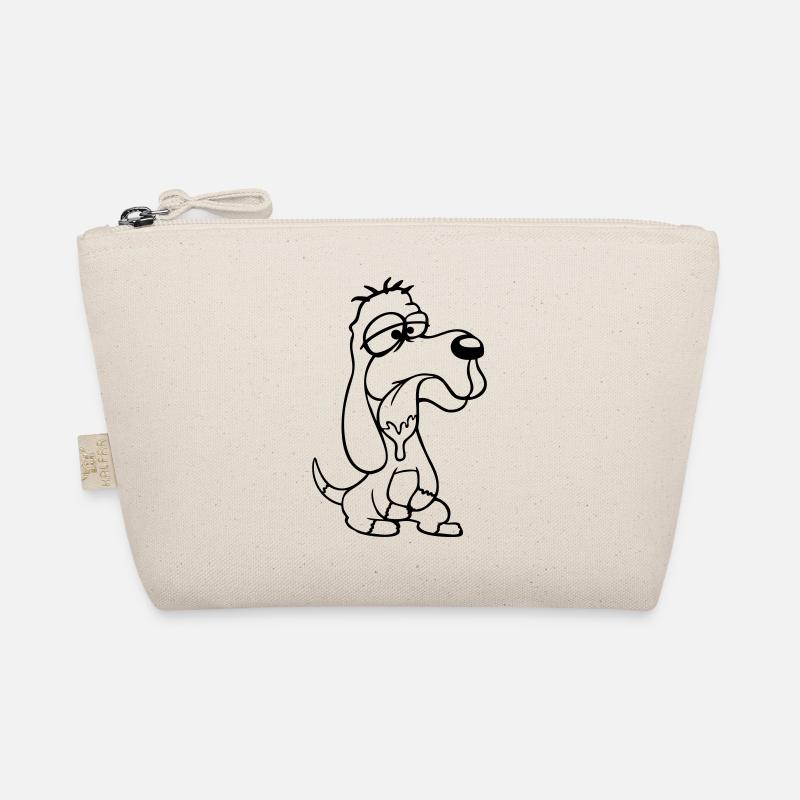 Hund Sitzt Sabbert Spucke Zunge Lustig Dumm Comic Bio-Täschchen