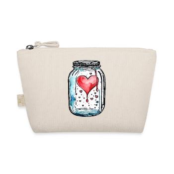 Glass Full of Love Hearts Watercolors - Organic Pouch - nature - Front
