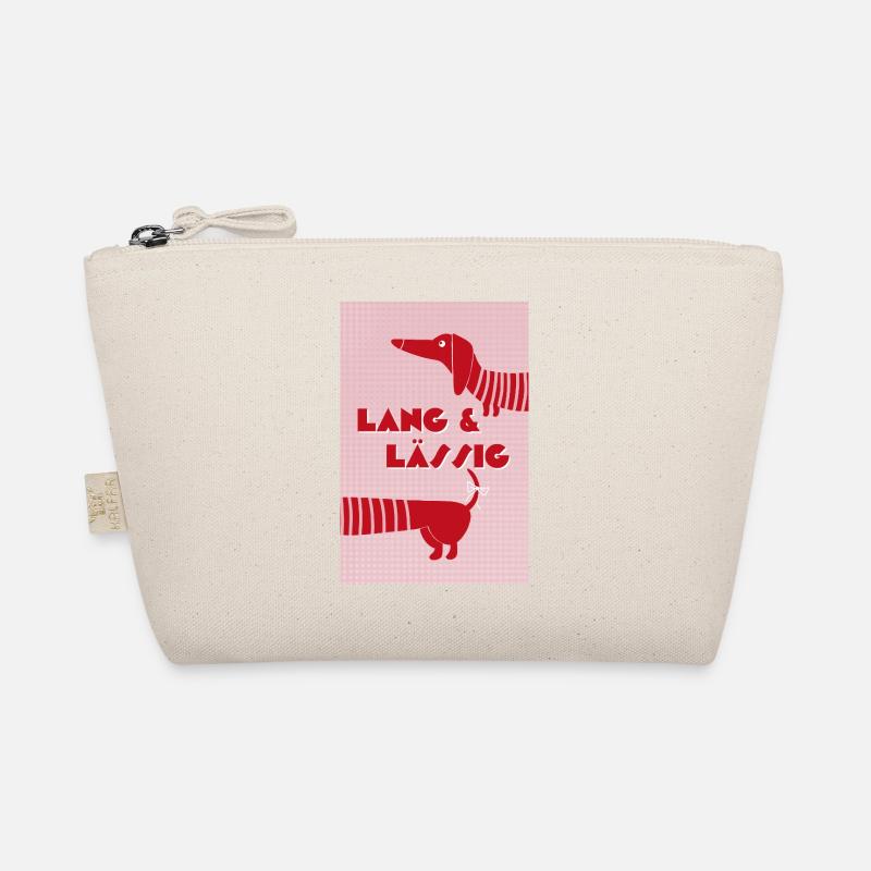 Dackel lang & lässig rot-rosa, Retro-Style - Bio-Täschchen - Natur