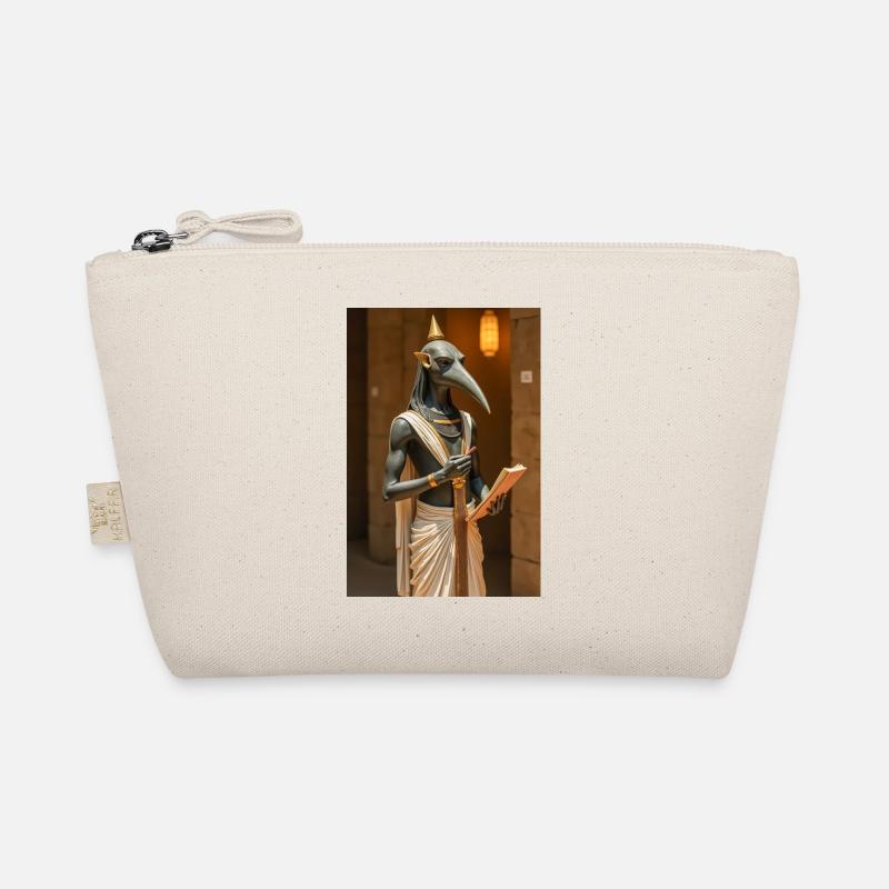 Thoth, ibis-headed god, holding a scroll in an anc Organic Pouch