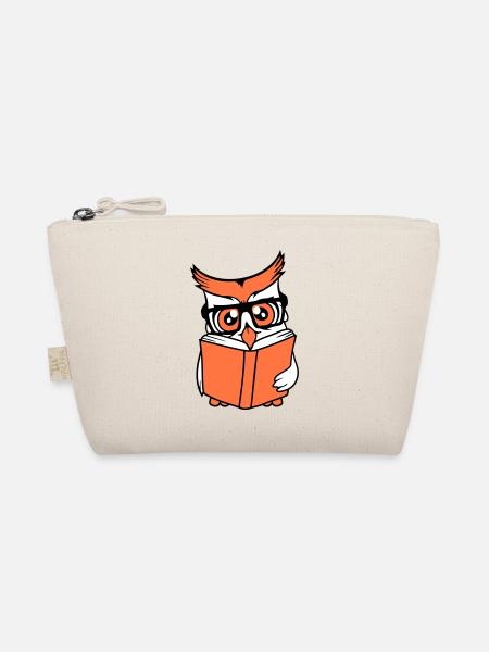 hibou nerd geek livre lecture oiseau aigle hibou lunettes intelligent - Trousse biologique - nature - Devant