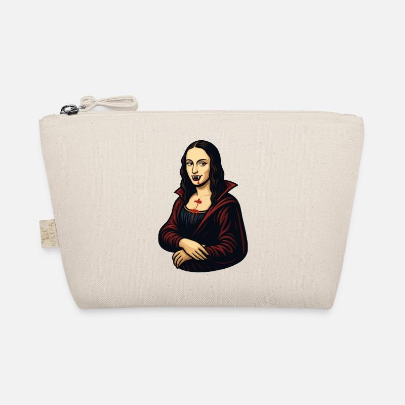 Mona Lisa vampire cartoon Organic Pouch