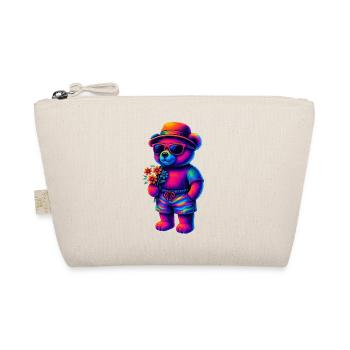 Ours en peluche de couleur néon au look plage - Trousse biologique - nature - Devant