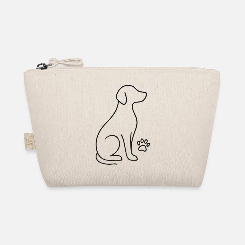 Minimalistisches Hund Design – Line Art Pfote - Bio-Täschchen - Natur