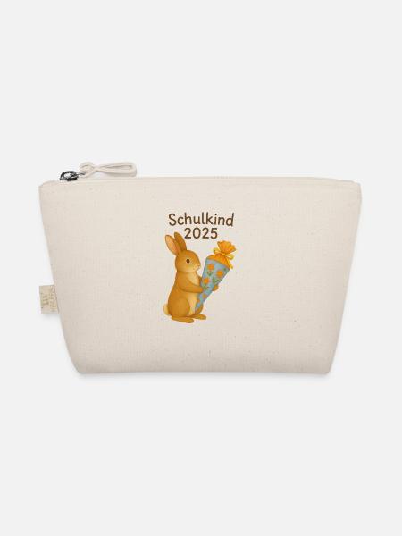 Schulkind 2025 - Hase mit Schultüte / Zuckertüte - Bio-Täschchen - Natur