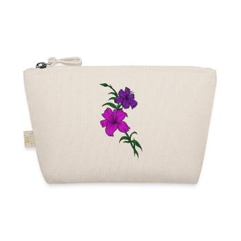 Florales Kunstwerk – Handgezeichnete lila Blume - Bio-Täschchen - Natur - Vorne