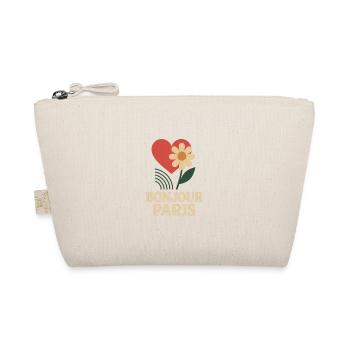 Bonjour Paris – Retro Herz & Blume Design - Bio-Täschchen - Natur - Vorne