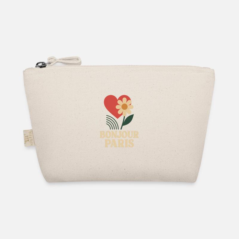 Bonjour Paris – Retro Herz & Blume Design Bio-Täschchen