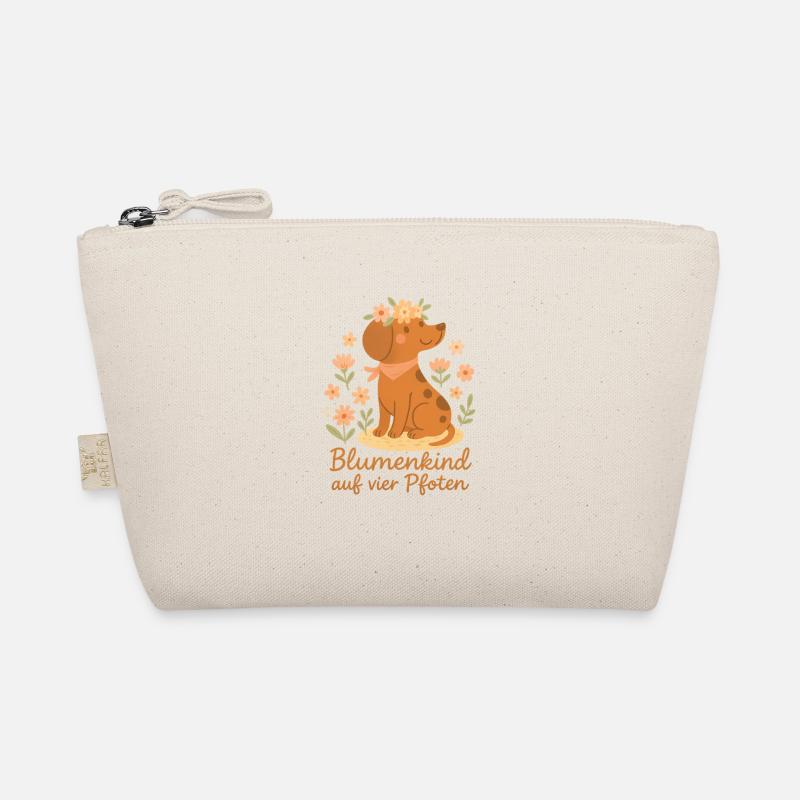 Dackel Sticker Shirt Boho Hund Blumen Geschenk - Bio-Täschchen - Natur