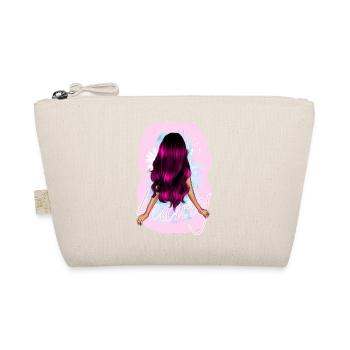 Girl woman beauty long pink hair with flower - Organic Pouch - nature - Front