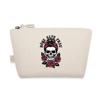 Böse alte Frau - Totenkopf - Rosen - Spruch - Bio-Täschchen - Natur - Vorne