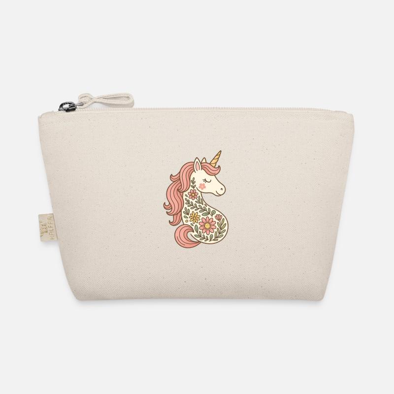 Magisches Einhorn mit Blumen – Zauberhaftes Design - Bio-Täschchen - Natur