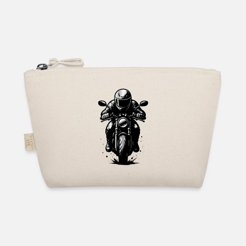Motorradfahrer im Helm – Frontansicht Illustration Bio-Täschchen