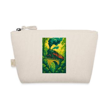 Railway, Steam Locomotive, Train, Forest, Bridge - Organic Pouch - nature - Front
