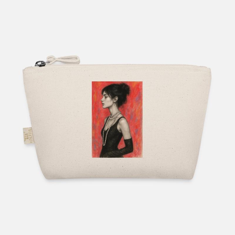 Frau mit roter Perlenkette omikly Pop Art Bio-Täschchen