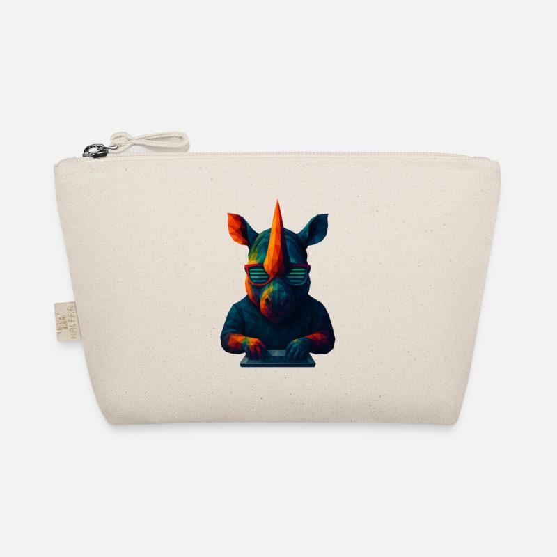 WPAP Style Animals - Techno Rhino with Sunglasses Organic Pouch