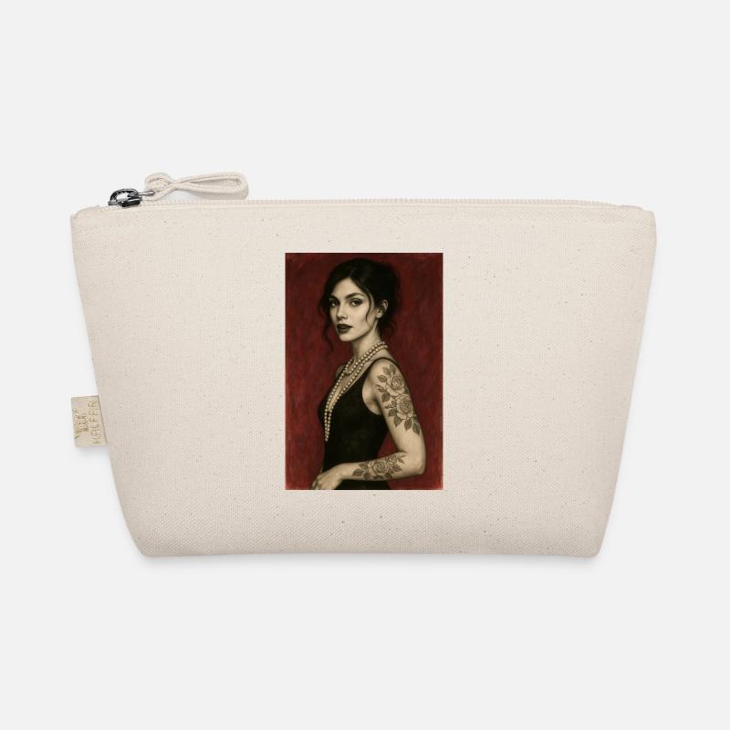 Frau Elegante burgunderfarbene Perlenkette Omikly Art Bio-Täschchen