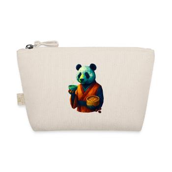 WPAP Style Animals - Panda Bear in Kimono Drinking Tea - Organic Pouch - nature - Front