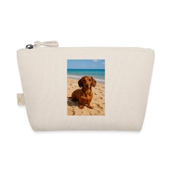 Dackel am Strand - Bio-Täschchen - Natur - Vorne