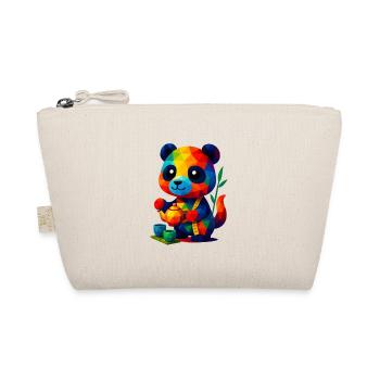 WPAP Polygon Kawaii Style Animals Baby Panda Teacup - Organic Pouch - nature - Front