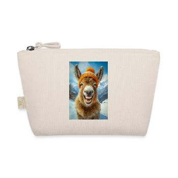 Smiling Donkey in Winter Hat - Organic Pouch - nature - Front