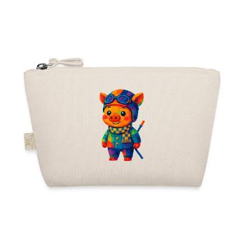 Polygon Kawaii Stil Tiere Baby Rennfahrer-Schwein - Bio-Täschchen - Natur - Vorne