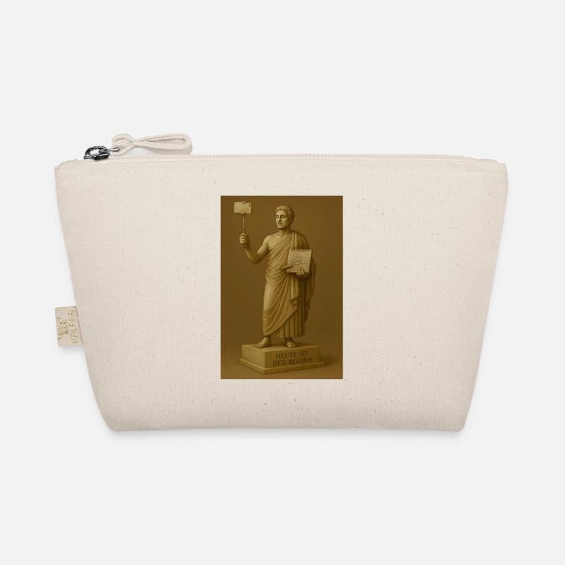 Moderne Statue mit Smartphone und Kalender - Bio-Täschchen - Natur