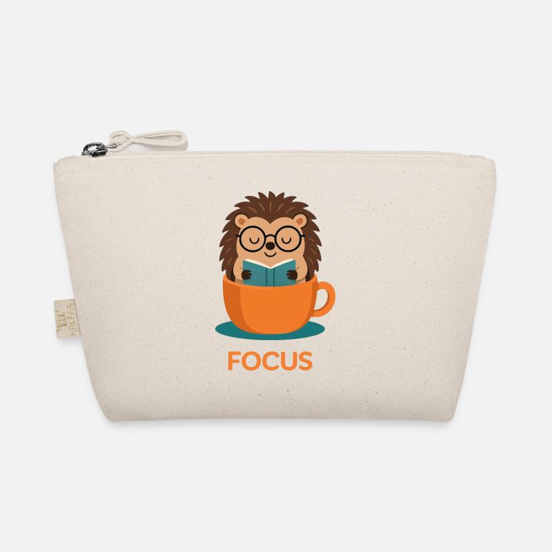 Original studious cute hedgehog - Organic Pouch - nature