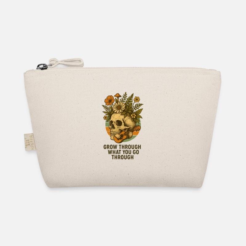 Grow Through What You Go Through – Botanical Skull - Bio-Täschchen - Natur