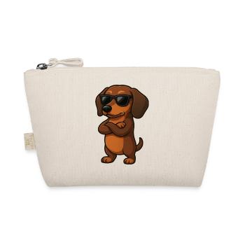 Coole Dackel Gamer mit verschränkten Armen Cartoon - Bio-Täschchen - Natur - Vorne