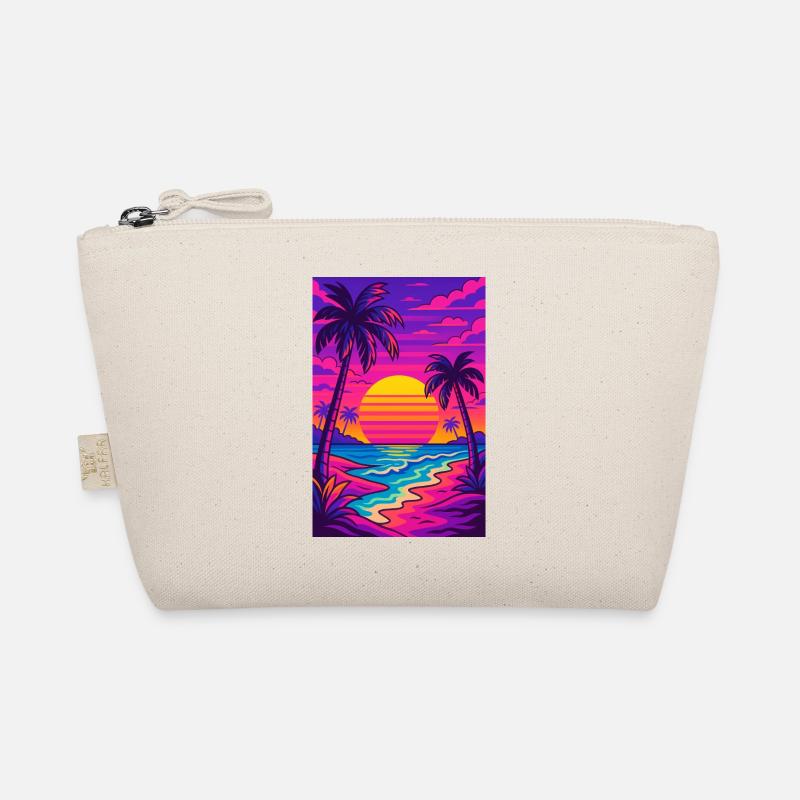 retro-80s-neon-beach-synthwave-art Organic Pouch