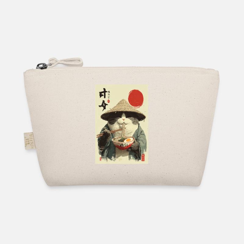 Samurai-Katze isst Ramen Bio-Täschchen