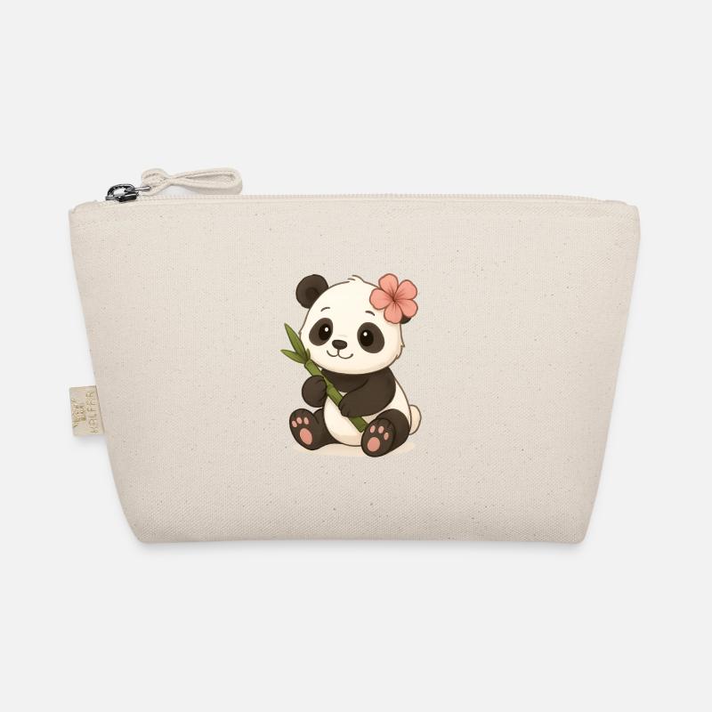 Niedlicher Pandabär mit Hibiskusblatt Bio-Täschchen