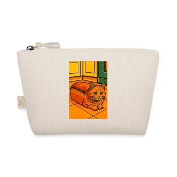 Vivid Cat on Cardboard Retreat, Love Cats  - Organic Pouch - nature - Front