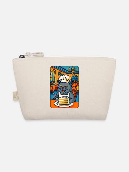Culinary Cat Chef Illustration, Love Cats Cooking  - Organic Pouch - nature - Front